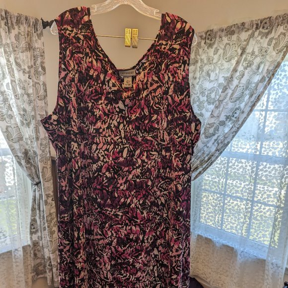 Catherine's Black Sleeveless Dress, Pink Floral Print - Picture 1 of 4